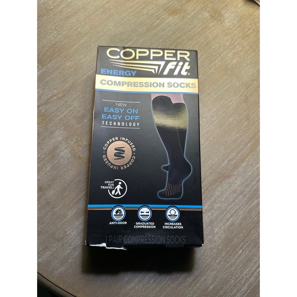 COPPER Fit Energy Compression Socks - 1 Pair Unisex Black Knee High